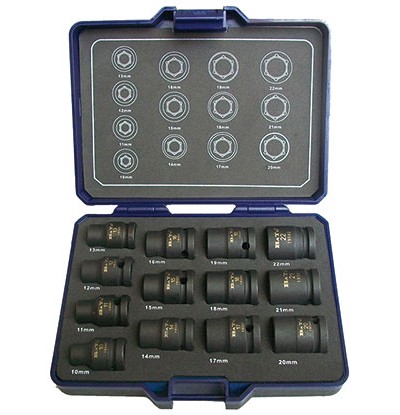 Krafttopsæt 1/2" 10-22mm Kort m/manget