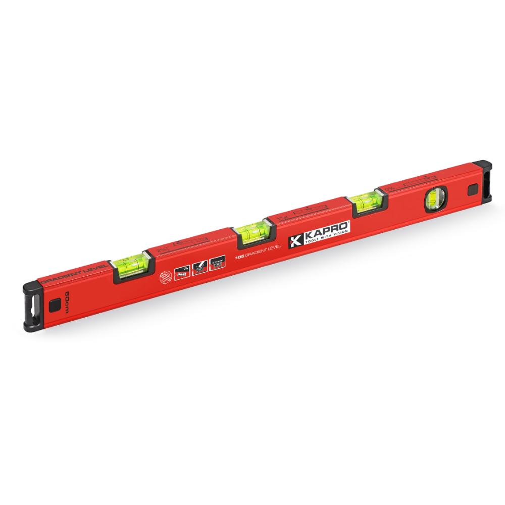 KAPRO TOPGRADE 105 vaterpas 60 cm med 3+1 libeller og fald op til 2%