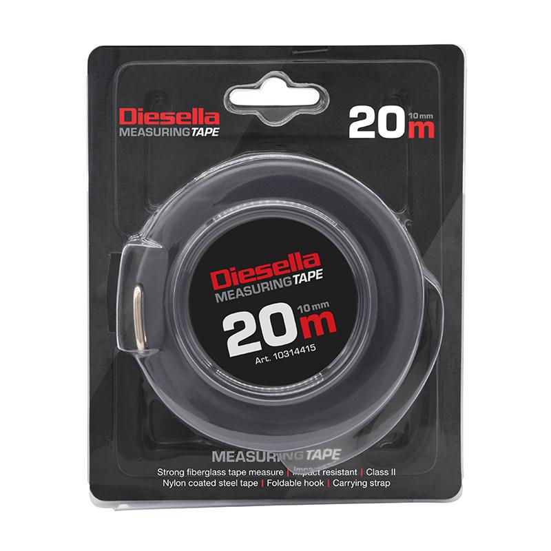 Båndmål 20Mx10 mm stålbånd i lukket spolekassette